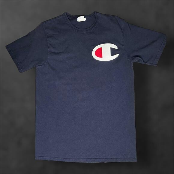Champion Logo Short Sleeve T-shirt Navy Large - Picture 1 of 4